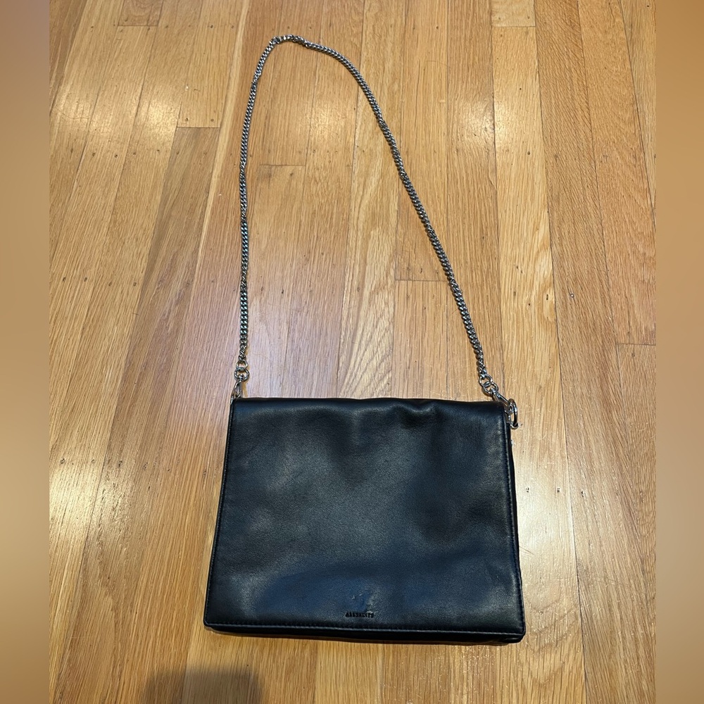 All Saints black leather bag